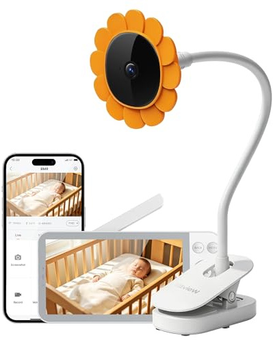 CZEview Babyphone mit Kamera und App, 5,5 Zoll Video Baby Monitor ohne WLAN zwischen Kamera und Monitor, WLAN-Handyübertragung, Nachtsicht, 2-Wege-Audio, VOX, Temperatur (Weiß)