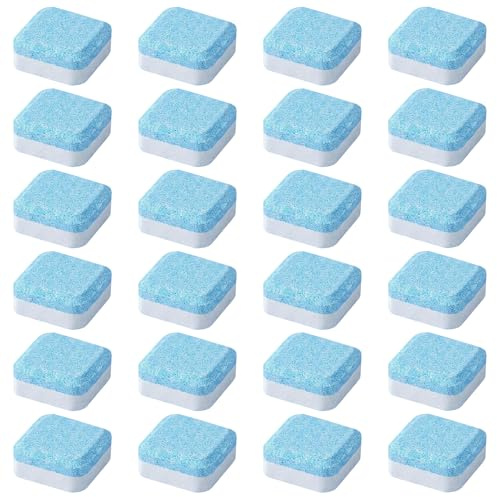 24 pastiglie detergenti lavatrici, detergente per lavatrici, decalcificante per eliminare efficacemente calcare e odori, uso universale per HE, ingredienti adatti per caricamento frontale e superiore