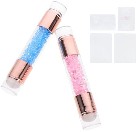 BUTIFULSIC Doppio Timbratore per Unghie in Silicone Blu 2 Pezzi per Nail Art Professionale e Principianti Adatto a Uso Salone e Casa