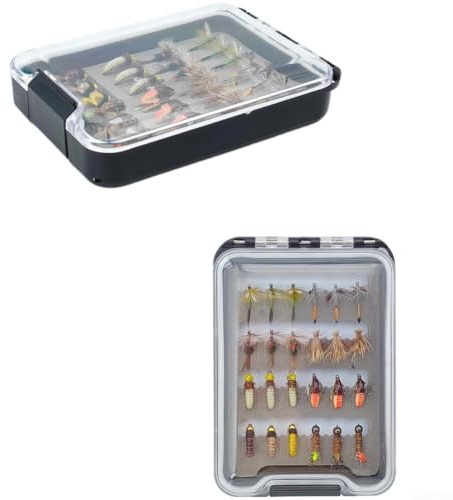 Juego de moscas de pesca con mosca, 24/33 piezas, señuelos de ninfa seca y húmeda, ganchos de acero al carbono para equipo de pesca al aire libre (estilo B 33)