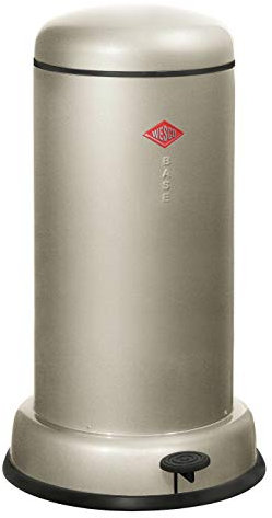 Wesco Baseboy Abfallsammler aus Edelstahl in der Farbe Neusilber mit einem Volumen von 20 Litern - Mit Fußtritt, 38 x 38 x cm