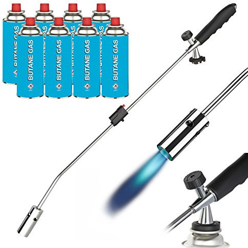 HEIMWERT cartuccia di gas, bruciatore di erbacce con accensione piezoelettrica, dispositivo per diserbaggio termico a 1300 °C, cartuccia di gas butano con valvola, sistema MSF-1A