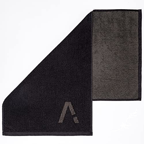 Aurora Athletica Black Organic Cotton Gym Towel for Men and Women - Silver Infused Sweat Towel, 500 GSM, 31.5x15.75 - Soft Absorbent Workout Towel for Gym Yoga Sports, Exercise Towel
