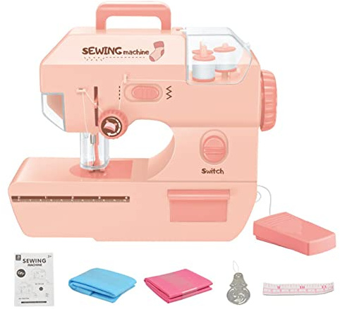 Yajimsa Machine à coudre pour débutants - Machine à coudre pour enfants 8 à 12 ans - Machine à coudre portable à deux vitesses - Kit couture pour enfants, filles, ménage, voyage, rose