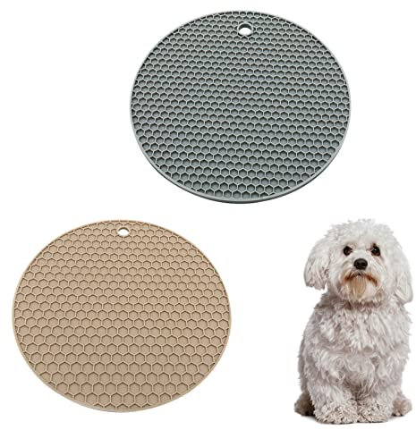 Napfunterlage Hund Katzen, Rutschfeste Unterlage für Hundenapf Oder Katzennapf, Silikon Napfunterlage, Futtermatte, Katze Futterunterlage, Hunde Leckmatte, Hundenapf Unterlage, 2 Stück