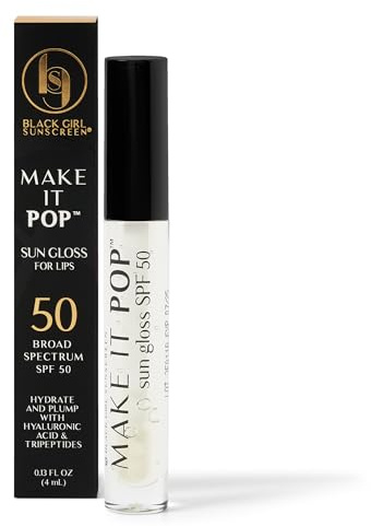 BLACK GIRL SUNSCREEN Make It Pop Sungloss for Women - Lip Gloss with SPF 50, Sun Protection for Skin, Hydrating & Moisturizing Care, Adds Shine - Clear Skies, 0.13 fl oz