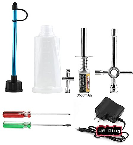 Chanmoo Nitro Starter Glow Plug Igniter 3600mAh with Charger Tools Fuel Bottle Combo for 1/8 1/10 RC Crawler Truck Car Nitro Engine Power Redcat HSP Traxxas T-maxx 3.3 80142A Axial Kyosho