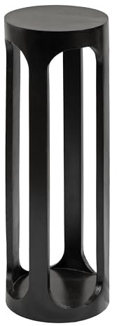 Kate and Laurel Dahl Modern Wooden Round Drink Table, 8 x 23, Black, Transitional Circle Wood Accent Pedestal Table for Living Room Plant Stand or Small Bedroom Nightstand