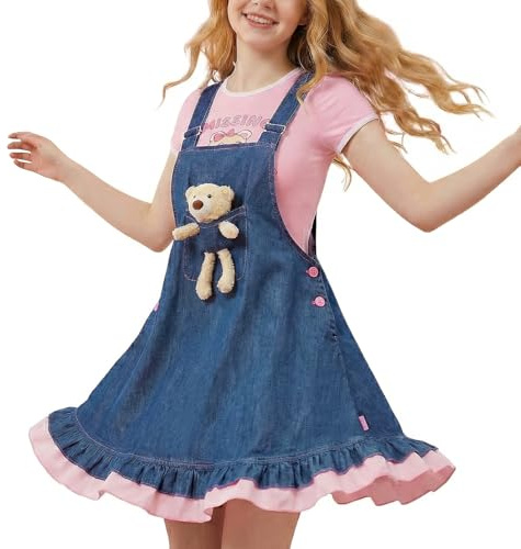 CutiePlusU Dam, ledig denim, suspenderklänning, sommar, jeansklänning – björn, baby, denim, overaller, klänning, Mazarine, XS