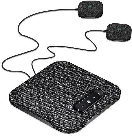 iFutniew USB trådlös videokonferens högtalartelefon inbyggda 4 mikrofoner Hi-Fi-högtalare 2 förlängningsmikrofon 360° röstpickup, buller lätt att använda