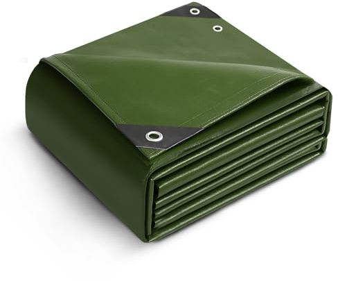 Keplin 3x3m Waterproof Tarpaulin Cover Sheet 90GSM, Heavy Duty, Mould-Resistant, Easy to Wash - PE Material, Reinforced Edges with Metal Eyelets, Green