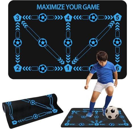 Football Training Mat 90x60 Large for Kids Adults Boys Ball Control Footstep Footwork Dribble Practice Non Slip Soccer Football Skills Mastery Training Mat Equipment