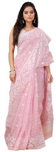 OISHANI SAREE GHOR Sari Jamdani traditionnel du Bengale en coton doux et soie pour femme – Beau design et qualité – Sans chemisier
