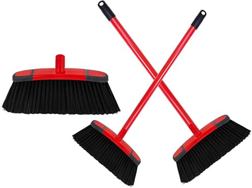 Hard Floor Long Handle Soft Stiff & Deck Broom Ideal For All Indoor Rooms & Gardens (Deck Scrub & Long Handle, 1 Broom)