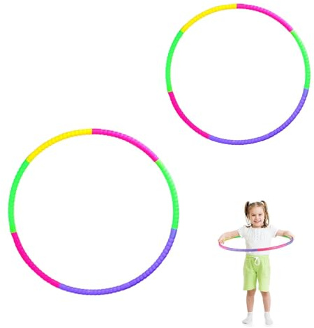 2Pcs Kids Hula Hoops - 8 & 6 Sections Collapsible Hula Hoops, for Dancing Playing Sports Games, Swimming & Pet Training - Weight Loss Fitness & Equipment