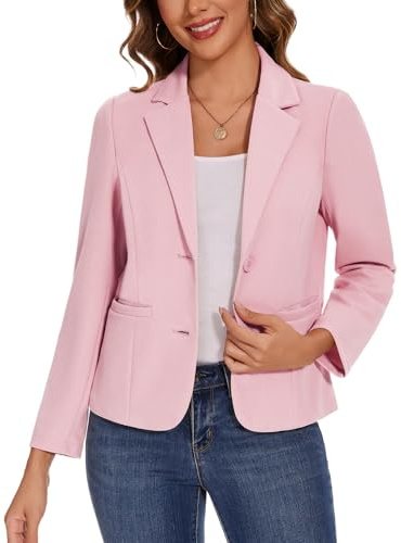 MINTLIMIT Womens Blazers Casual Suit Notched Lapel Buttons Elegant Formal Business Jackets (Pink M)