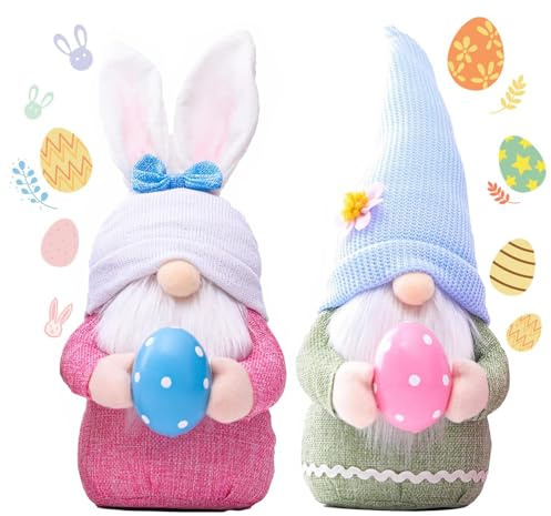 QINQINZIJIN Gnomi Pasquali, 2 Pezzi Bambola Gnomo Senza Volto, Gnomo Pasquale di Pasqua Gnomo, Decorazioni Pasquali per la Casa, Decorazioni Primaverili