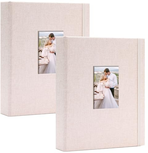 Vienrose Polaroid 2-pack mini fotoalbum, 208 foton, kompatibel med Fujifilm Instax Mini 9/11/12/Evo och Polaroid Snap, syrafritt mot gulning (Beige)