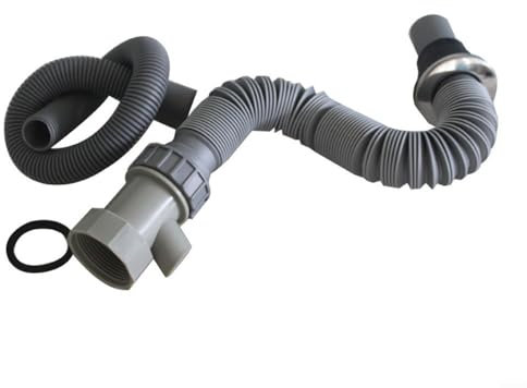 Springwillfly Tuyau d'évacuation d'évier de cuisine 40 mm avec système désodorisant, protection contre les débordements, connecteur de plomberie flexible pour lavabo