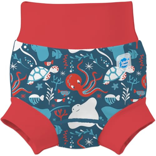 Splash About Happy Nappy Duo Reuseable Swim Nappy for Babies and Toddlers (Under The Sea Red, 3-6 Months)