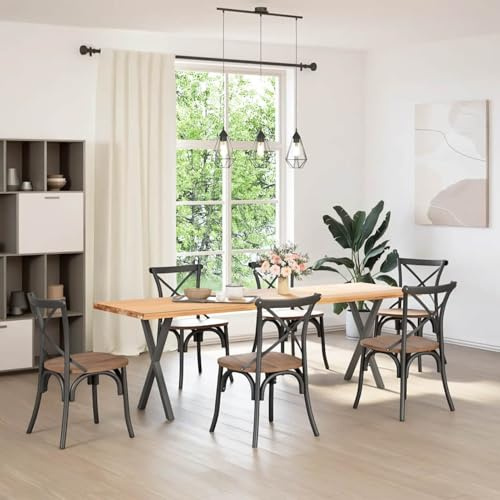 Gecheer Gambe per tavolo da pranzo a forma di X, gambe in acciaio antracite, struttura robusta, design pratico con piedini regolabili, dimensioni 50x(72-73) cm, per tavoli da pranzo e scrivanie