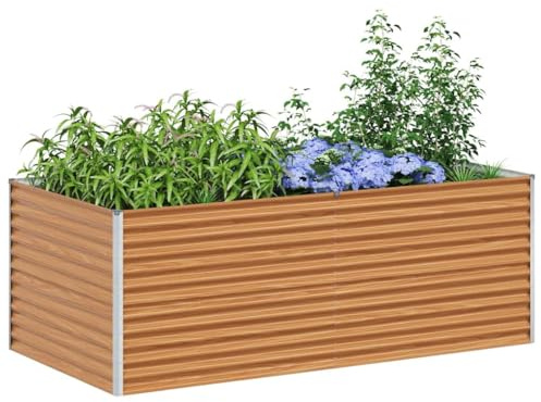 vidaXL Upphöjd odlingslåda 195 x 100 x 68 cm Galvaniserat Stål, Trädgård och terrass, industriell metallplanteringslåda, modern odling för urbana utrymmen, hållbar design