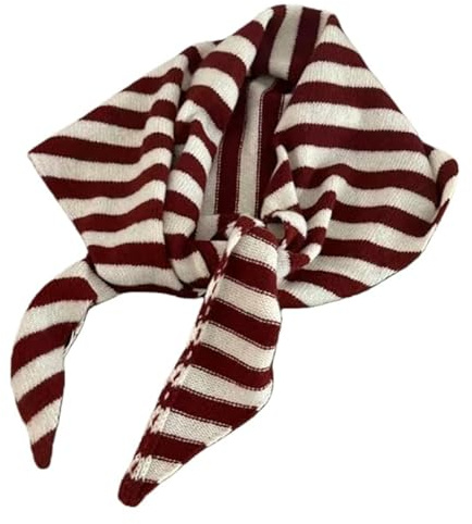 SMMZRF Sciarpa Triangolare A Righe in Lana, Foulard da Donna, Sciarpa A Maglia Calda Multifunzionale-3