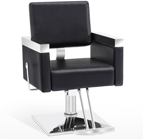 BarberPub Classic Recline Hydraulic Barber Chair Salon Spa Chair Hair Styling Beauty Equipment 3021 (Black)