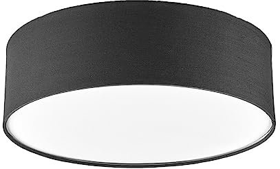 Lindby LED Textil Deckenleuchte rund 40 cm, Deckenlampe Stoff grau 3xE27 max. 60W ohne Leuchtmittel Wohnzimmerleuchte