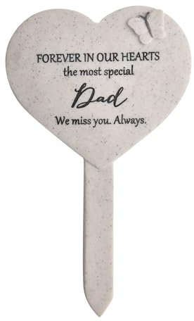 Widdop & Co - Thoughts Of You - Heart Graveside Stake 'Dad' - Grave Side Decorative Memorial Ornament Butterfly Decor For Morning & Celebrating Fathers. (Height: 21cm x Width: 12 x Depth: 2cm.)