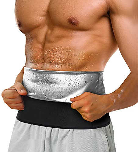 Bingrong Bauchweggürtel Fitnessgürtel für Herren Sport Korsett Waist Trainer Bauchweg Body Shaper Sauna Fitness Gürtel Schweißgürtel Bauchgürtel zur Figurformen (Schwarz, L)