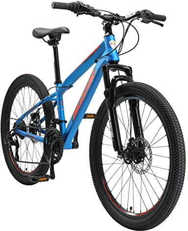BIKESTAR Kinder Fahrrad Mountainbike 21 Gang Shimano, Scheibenbremse ab 8 Jahre | 24 Zoll Kinderrad MTB | Blau