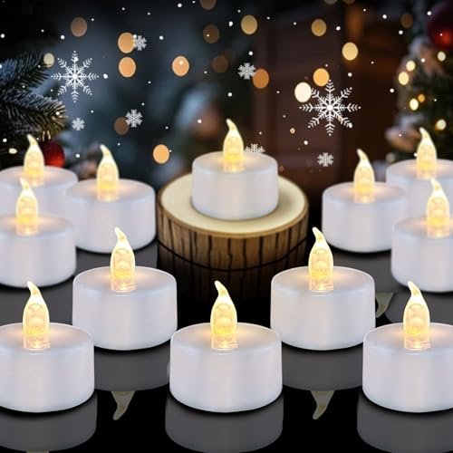 Eloer Tea Lights Flameless Candles, 100 Pack Warm White Battery Operated Flickering Candles 200+ Hours Ideal for Home Decoration Outdoor Wedding Parties