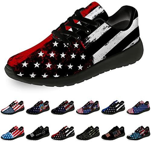 horethy Thin Red Line Shoes for Men Women Running Shoes Walking Tennis Sneakers Honoring Firefighter Flag Shoes Gifts for Boy Girl,Size 8.5 Women/7 Men