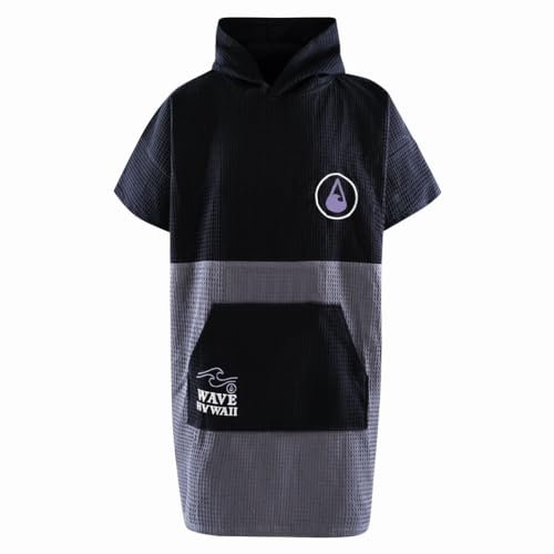 WAVE HAWAII EL Yaque Surfponcho für Körpergrößen von 155-185 cm Poncho 100% ÖKO Baumwolle Wafflepiqué Umkleidehilfe für Schwimmen Strand Surfen Badeponcho Duschponcho für Damen Herren Erwachsene