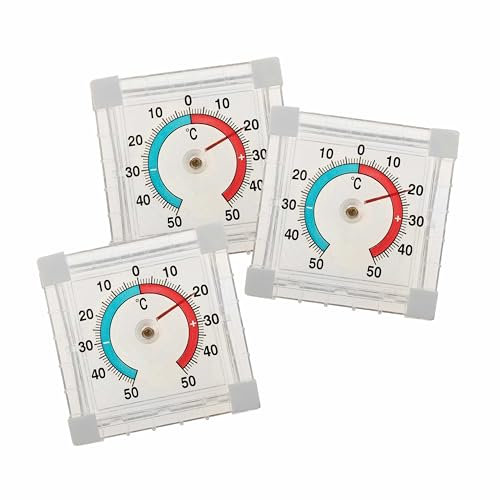 SIDCO Fensterthermometer 3 x Thermometer Außenthermometer selbstklebend Zimmer Thermometer