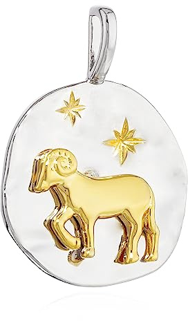 NKlaus Colgante de cadena de 17 mm signo zodiacal Capricornio plata 925 zodiaco oro blanco amuleto 13980, Plata de ley