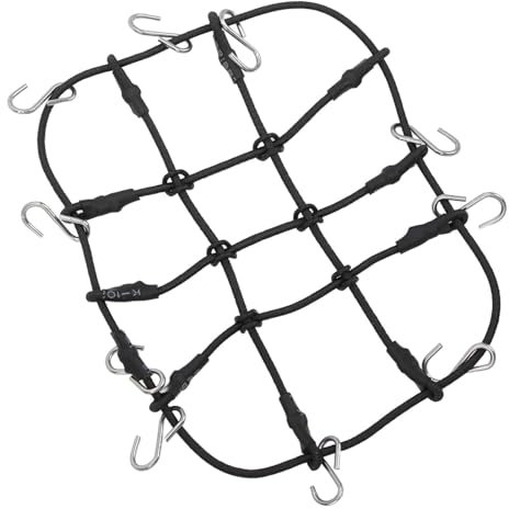 Asixxsix 1/18 RC Elastic Luggage Net with Hook Decorative RC Crawler Car Luggage Net for Traxxas TRX4M 1/18 RC Cars, for Scx24 1/24 Roof Rack, RC Accessories (Black)