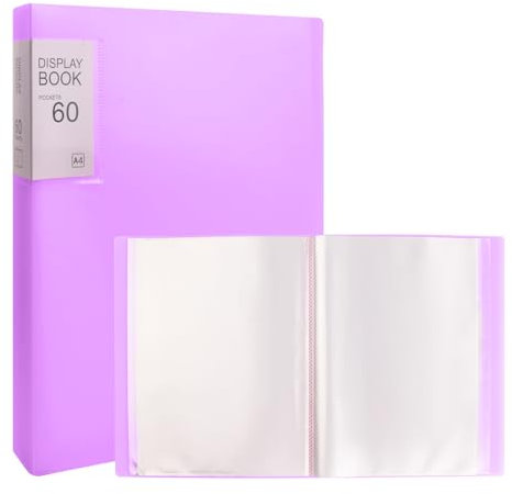 Cozlly Sichtbuch A4 mit Klarsichthüllen 60 Taschen, Hefter und Ordner Sichtmappe,Solid Präsentationsordner aus PP, Taschen Display Buch Dokument Transparente Ordner mit Kunststoffhüllen