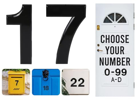 Numéros de porte noirs à coller, lettres A, B, C, D, 7,6 cm, numéros de maison, autocollants pour portes, boîtes aux lettres, chambres d'hôtel (17)