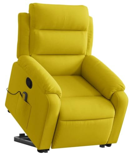 vidaXL Poltrona Alzapersona Massaggiante Reclinabile Gialla in Velluto