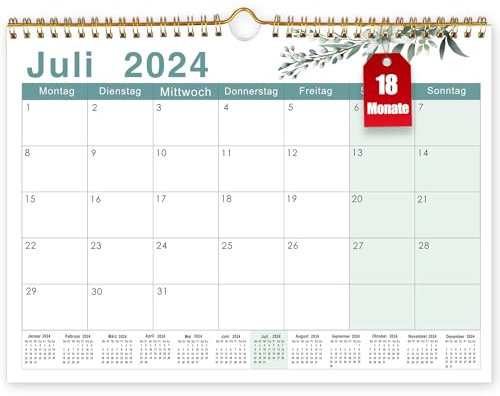 18 Monats Kalender 2024-2025, Wandkalender 2024 Im A4 Querformat, Kalender 2024 Wandkalender, Familienplaner 2024 Mit Jahreskalender Planung, Paarkalender vom 24. Juli bis 25. Dezember