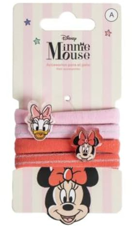Disney Minnie Mouse Hair Elastic Ties – 4-Piece Set for Ponytails & Buns, Seamless, No Damage Bands Hair Accessories for Women & Girls, High Elasticity & Comfortable Hold for All Hair Types