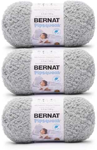 Bernat PIPSQUEAK SB Elephant Gray Yarn - 3 Pack of 100g/3.5 oz - 100% Polyester - #5 Bulky - 101 Yards - Knitting/Crochet