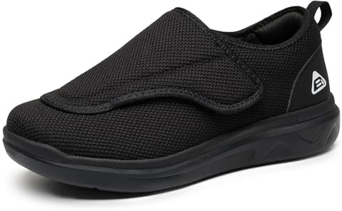 Aipaisteps Mens Extra Wide Diabetic Shoes Hook & Loop Orthopedic Shoes Adjustable Wide Slippers for Swollen Feet Orthotics Foot Pain Relief Neuropathy Black 10 UK X-WIDE