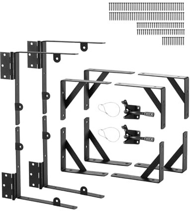 VEVOR Support d'angle de portail anti-affaissement en fer, kit quincaillerie de cadre porte, 2 ensembles, avec corde de verrouillage à loquet, verrou à loquet, pour porte hangar, portail corral, noir