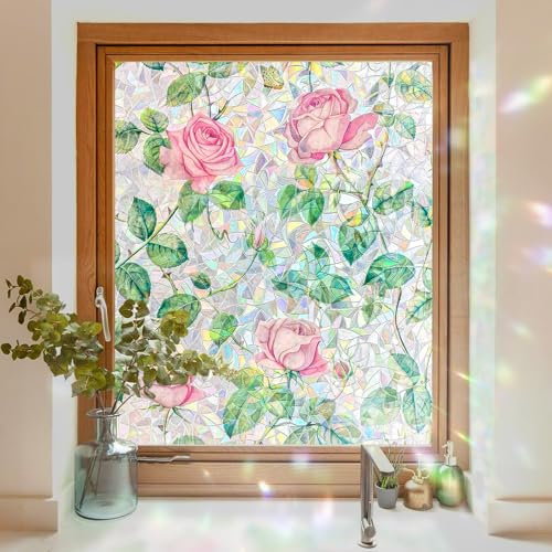 Stained Glass Window Film Privacy for Glass Windows, Window Privacy Film UV Blocking Static Cling for Home Kitchen Office Bathroom 44.5x200CM