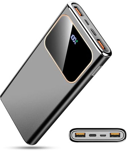 Power Bank Bateria Externa Carga Rapida 10000mAh Energía de Respaldo 22.5W Cargador Portatil con Patalla LED para Batería Portátil iPhone 16 15 14 13 12 11 X Pro MAX Mini,para Samsung S22 S21/20