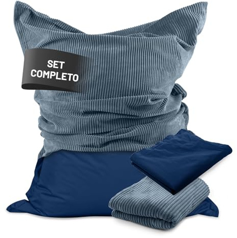 Lumaland Pouf Classic XXL Set tout-en-un | Énorme pouf XXL avec housse en corde et pour l'extérieur, pour l'intérieur et l'extérieur | Fauteuil canapé avec remplissage EPS emballé en toute sécurité