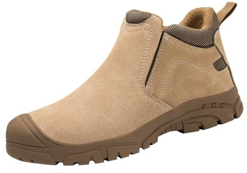Momolaa UK 7.5 2026 Boots Mens Rain Boots Ankle Booties Pull On Chelsea Boot Walking Shoes 2026 Shoes Men B0_Khaki